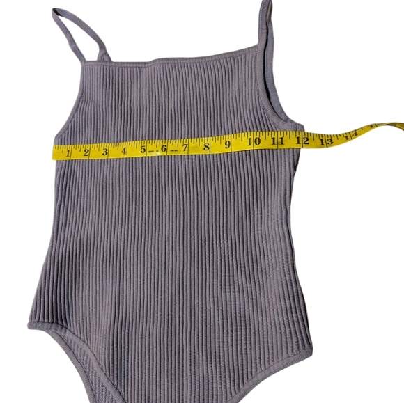 Missguided Restyld Mauve Purple Rib Knit Layered Bodysuit 6 Neutral Minimalist - Picture 6 of 7